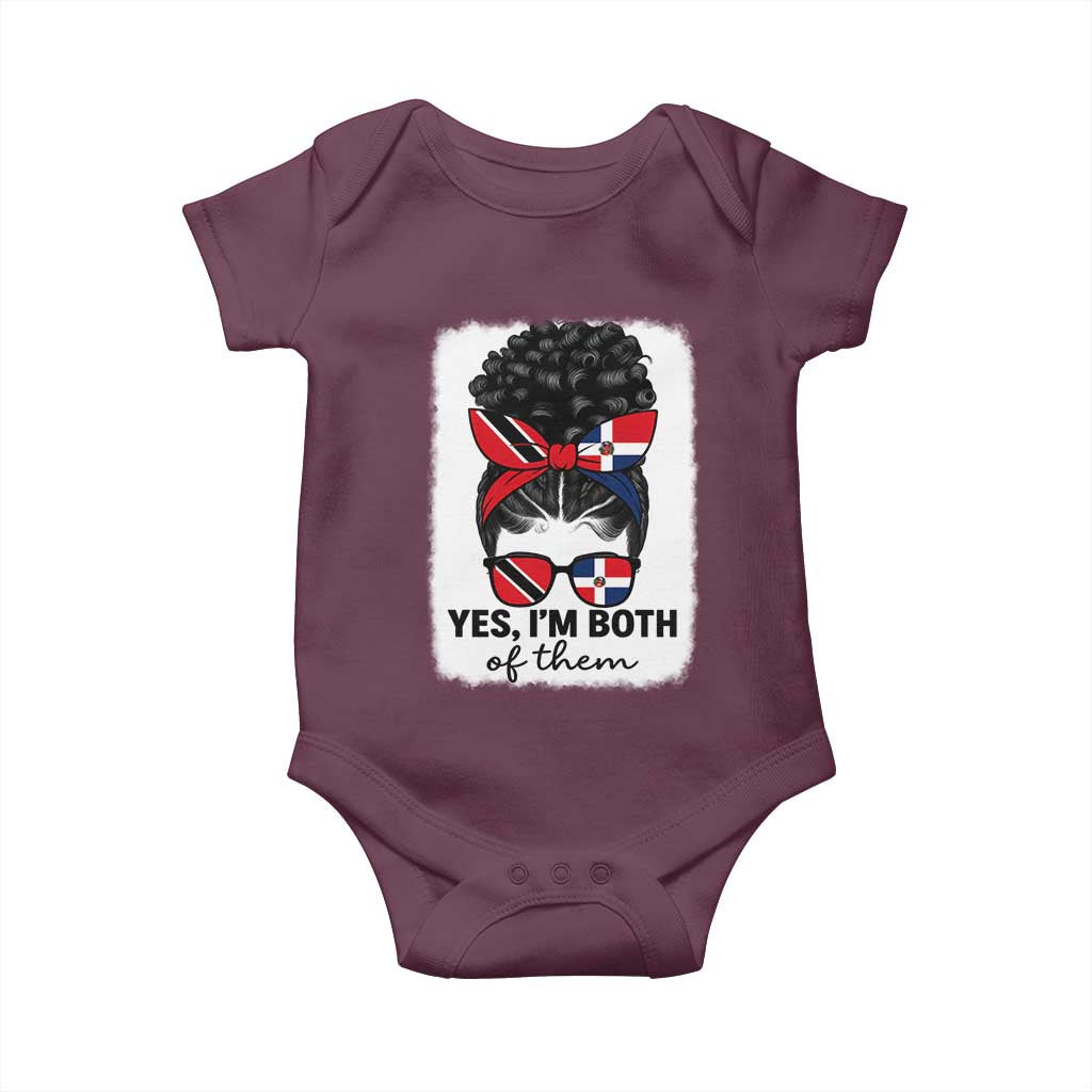 Trini Dominican Girl Baby Onesie Yes Im Both Trinidad And Tobago Dominican Pride TS10 Maroon Print Your Wear