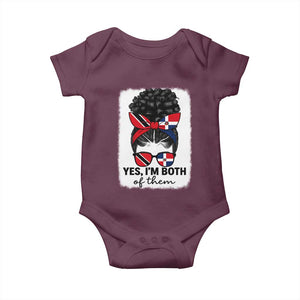 Trini Dominican Girl Baby Onesie Yes Im Both Trinidad And Tobago Dominican Pride TS10 Maroon Print Your Wear