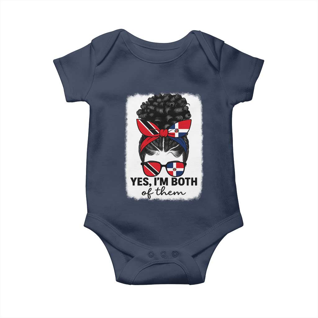 Trini Dominican Girl Baby Onesie Yes Im Both Trinidad And Tobago Dominican Pride TS10 Navy Print Your Wear