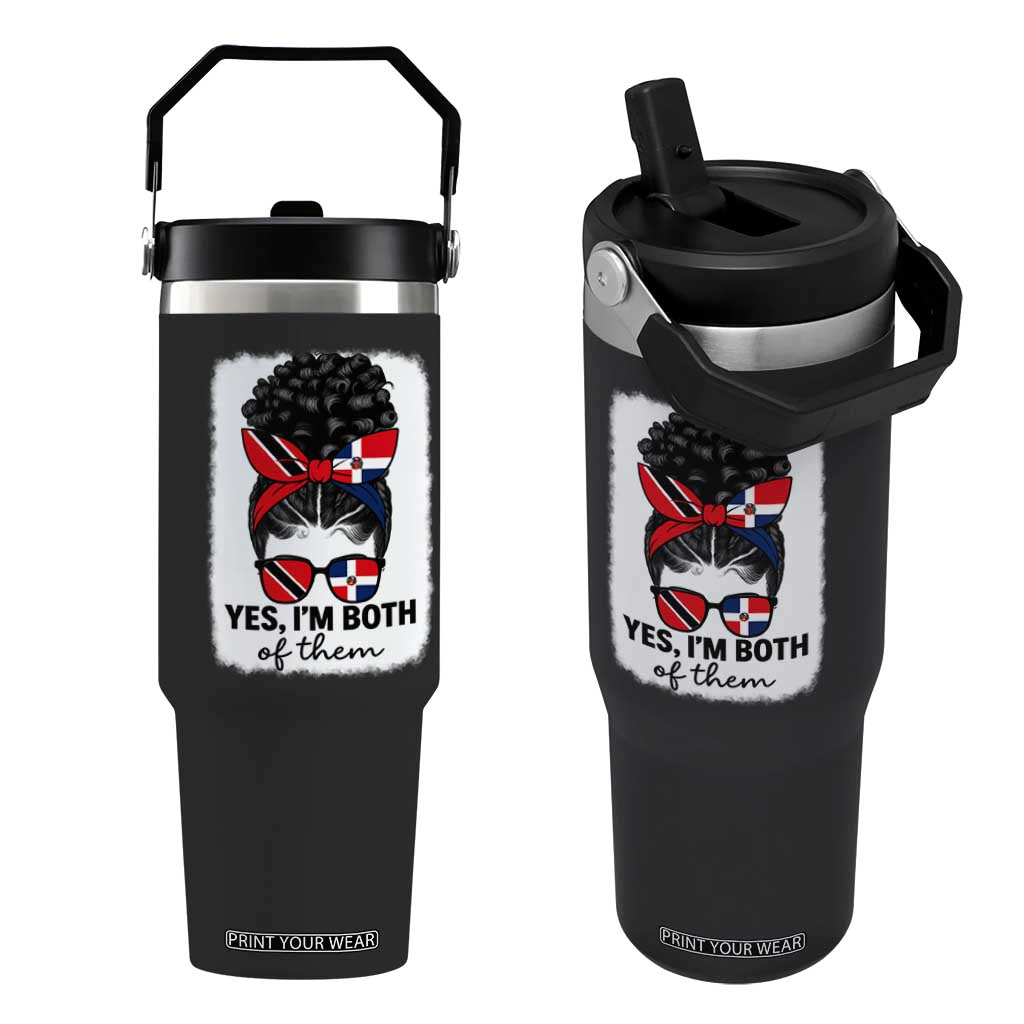 Trini Dominican Girl Flip Straw Tumbler Yes Im Both Trinidad And Tobago Dominican Pride TS10 One Size: 30 oz Black Print Your Wear