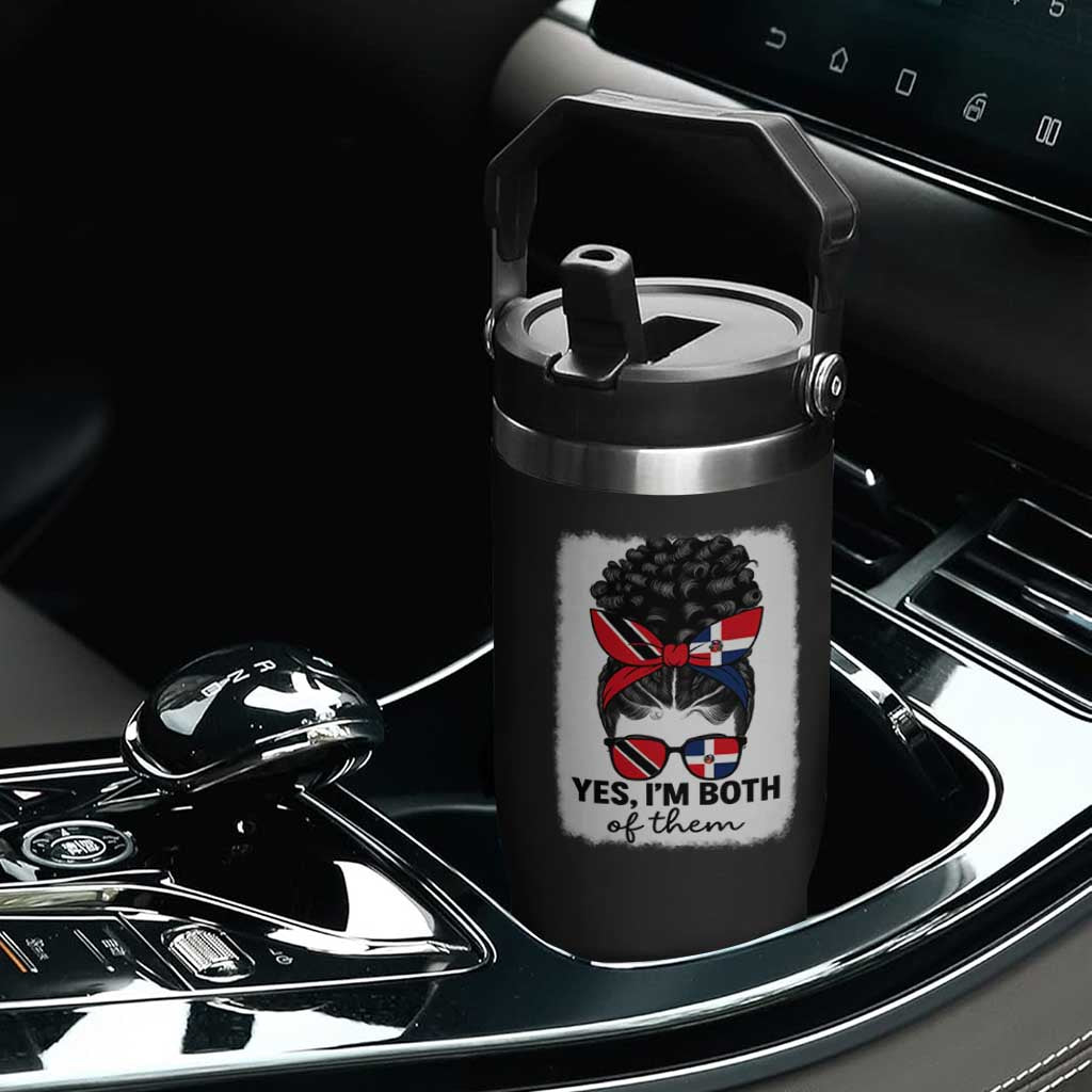Trini Dominican Girl Flip Straw Tumbler Yes Im Both Trinidad And Tobago Dominican Pride TS10 Print Your Wear