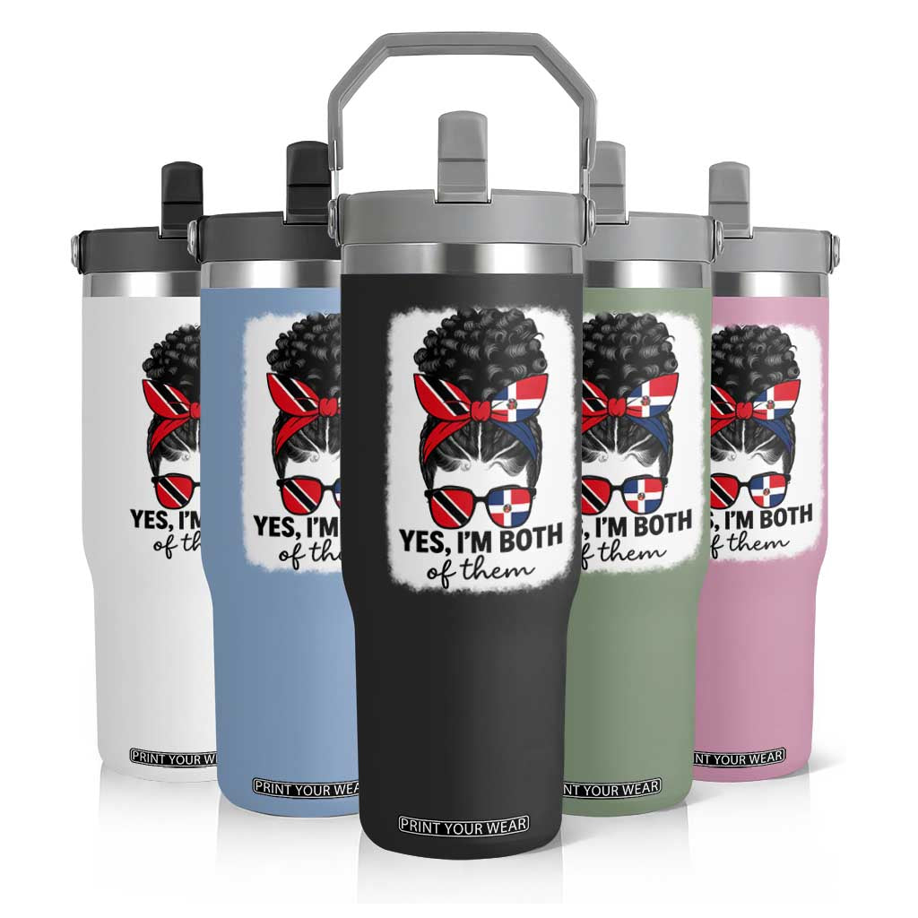 Trini Dominican Girl Flip Straw Tumbler Yes Im Both Trinidad And Tobago Dominican Pride TS10 Print Your Wear
