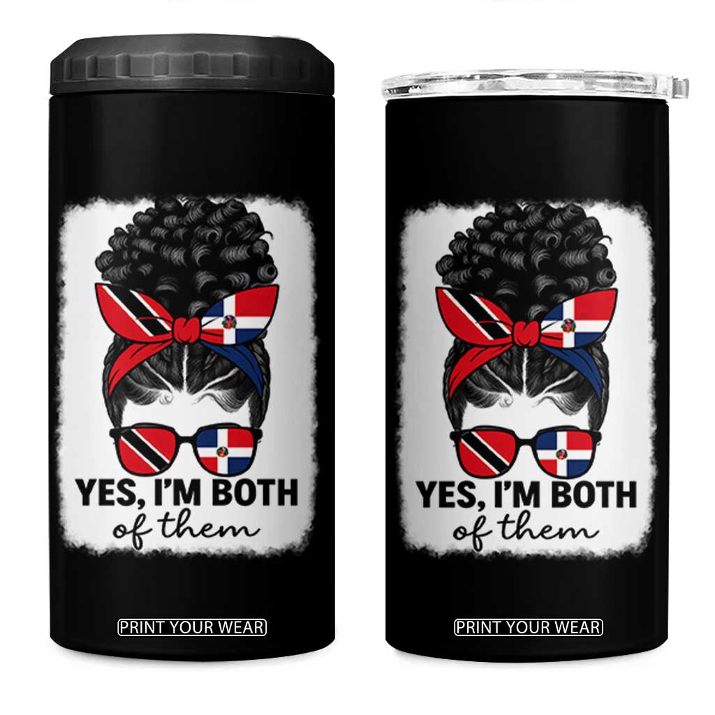 Trini Dominican Girl 4 in 1 Can Cooler Tumbler Yes Im Both Trinidad And Tobago Dominican Pride TS10 One Size: 16 oz Black Print Your Wear