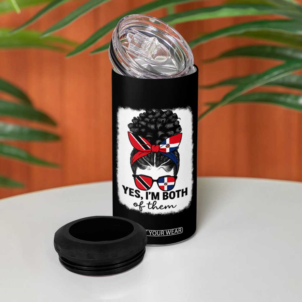 Trini Dominican Girl 4 in 1 Can Cooler Tumbler Yes Im Both Trinidad And Tobago Dominican Pride TS10 Print Your Wear
