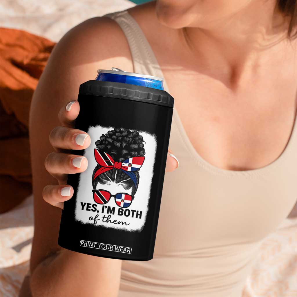 Trini Dominican Girl 4 in 1 Can Cooler Tumbler Yes Im Both Trinidad And Tobago Dominican Pride TS10 Print Your Wear