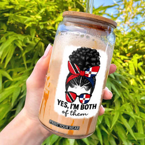 Trini Dominican Girl Glass Can Yes Im Both Trinidad And Tobago Dominican Pride TS10 Black Print Your Wear