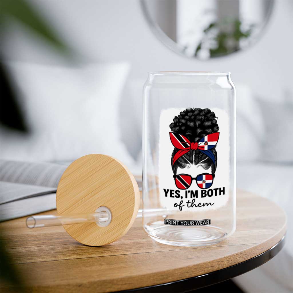 Trini Dominican Girl Glass Can Yes Im Both Trinidad And Tobago Dominican Pride TS10 Print Your Wear