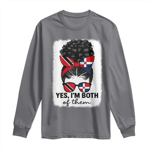 Trini Dominican Girl Long Sleeve Shirt Yes Im Both Trinidad And Tobago Dominican Pride TS10 Charcoal Print Your Wear