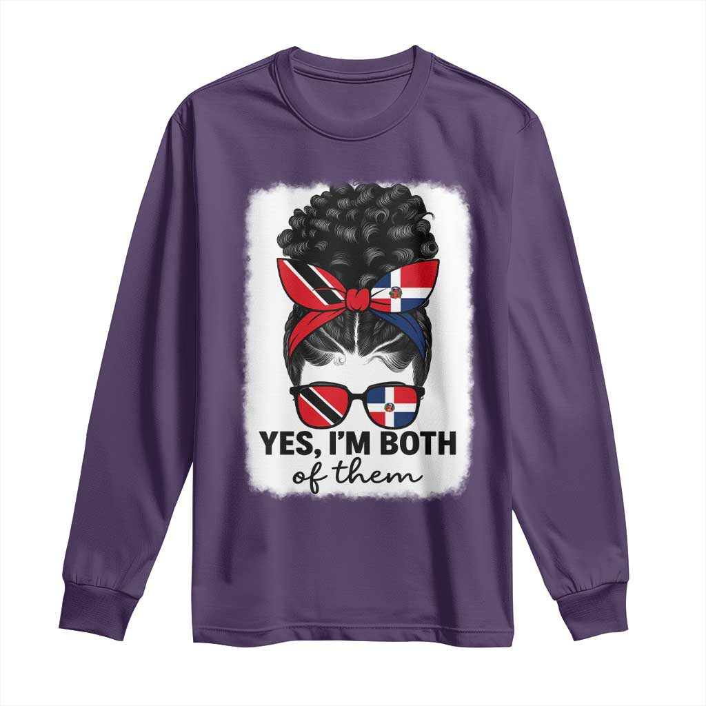 Trini Dominican Girl Long Sleeve Shirt Yes Im Both Trinidad And Tobago Dominican Pride TS10 Purple Print Your Wear