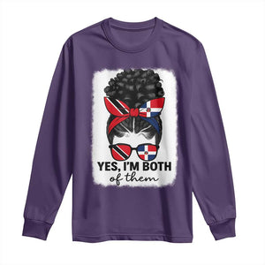 Trini Dominican Girl Long Sleeve Shirt Yes Im Both Trinidad And Tobago Dominican Pride TS10 Purple Print Your Wear