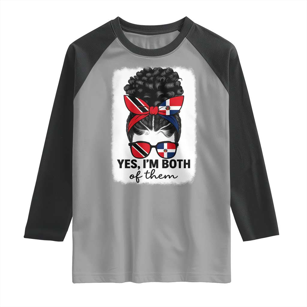 Trini Dominican Girl Raglan Shirt Yes Im Both Trinidad And Tobago Dominican Pride TS10 Sport Gray Black Print Your Wear
