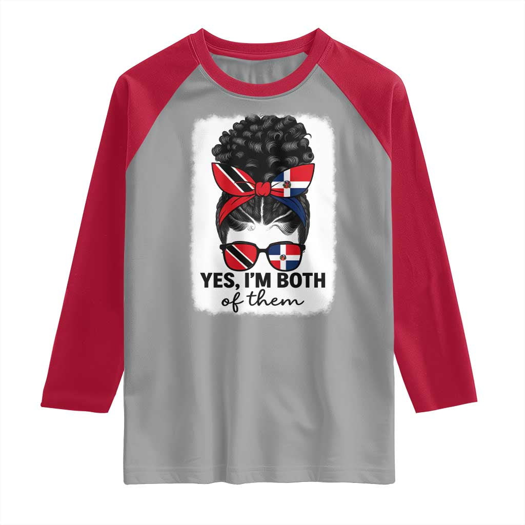 Trini Dominican Girl Raglan Shirt Yes Im Both Trinidad And Tobago Dominican Pride TS10 Sport Gray Red Print Your Wear