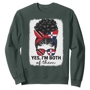 Trini Dominican Girl Sweatshirt Yes Im Both Trinidad And Tobago Dominican Pride TS10 Dark Forest Green Print Your Wear
