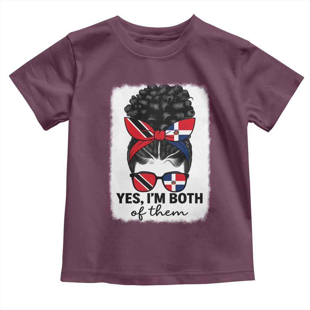 Trini Dominican Girl Toddler T Shirt Yes Im Both Trinidad And Tobago Dominican Pride TS10 Maroon Print Your Wear