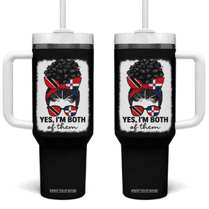 Trini Dominican Girl Tumbler With Handle Yes Im Both Trinidad And Tobago Dominican Pride TS10 One Size: 40 oz Black Print Your Wear