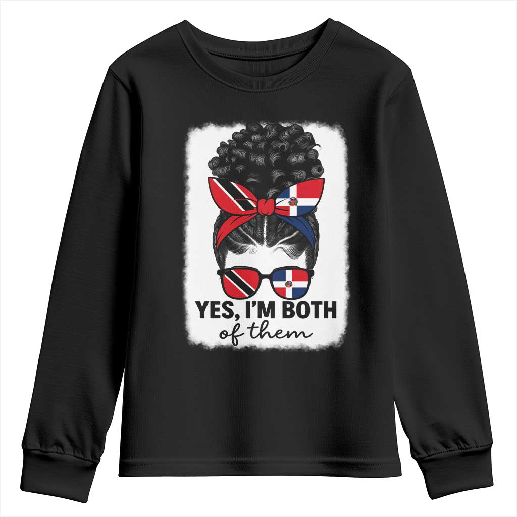 Trini Dominican Girl Youth Sweatshirt Yes Im Both Trinidad And Tobago Dominican Pride TS10 Black Print Your Wear