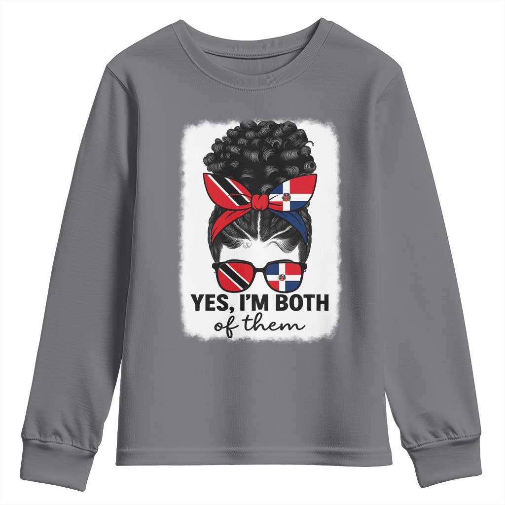Trini Dominican Girl Youth Sweatshirt Yes Im Both Trinidad And Tobago Dominican Pride TS10 Charcoal Print Your Wear