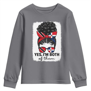 Trini Dominican Girl Youth Sweatshirt Yes Im Both Trinidad And Tobago Dominican Pride TS10 Charcoal Print Your Wear