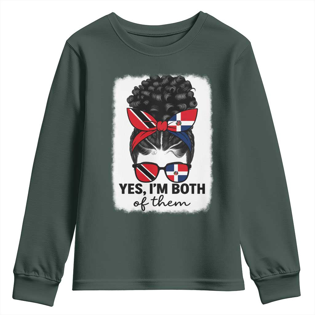 Trini Dominican Girl Youth Sweatshirt Yes Im Both Trinidad And Tobago Dominican Pride TS10 Dark Forest Green Print Your Wear