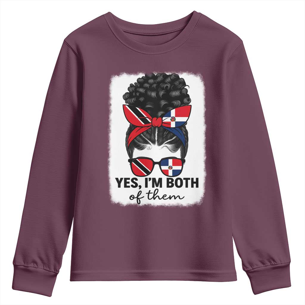 Trini Dominican Girl Youth Sweatshirt Yes Im Both Trinidad And Tobago Dominican Pride TS10 Maroon Print Your Wear