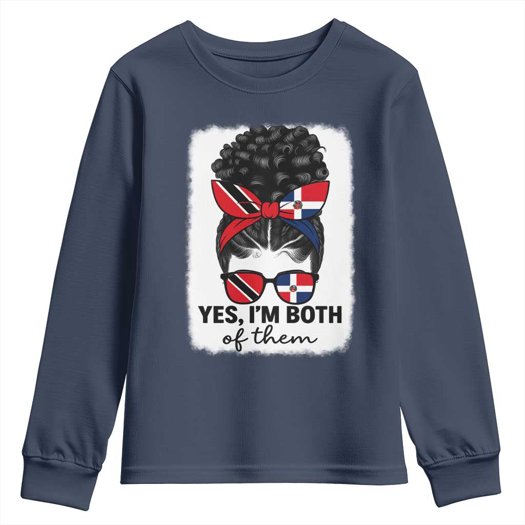 Trini Dominican Girl Youth Sweatshirt Yes Im Both Trinidad And Tobago Dominican Pride TS10 Navy Print Your Wear