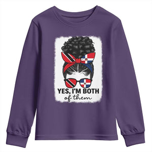 Trini Dominican Girl Youth Sweatshirt Yes Im Both Trinidad And Tobago Dominican Pride TS10 Purple Print Your Wear