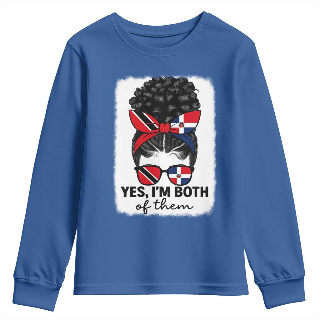 Trini Dominican Girl Youth Sweatshirt Yes Im Both Trinidad And Tobago Dominican Pride TS10 Royal Blue Print Your Wear