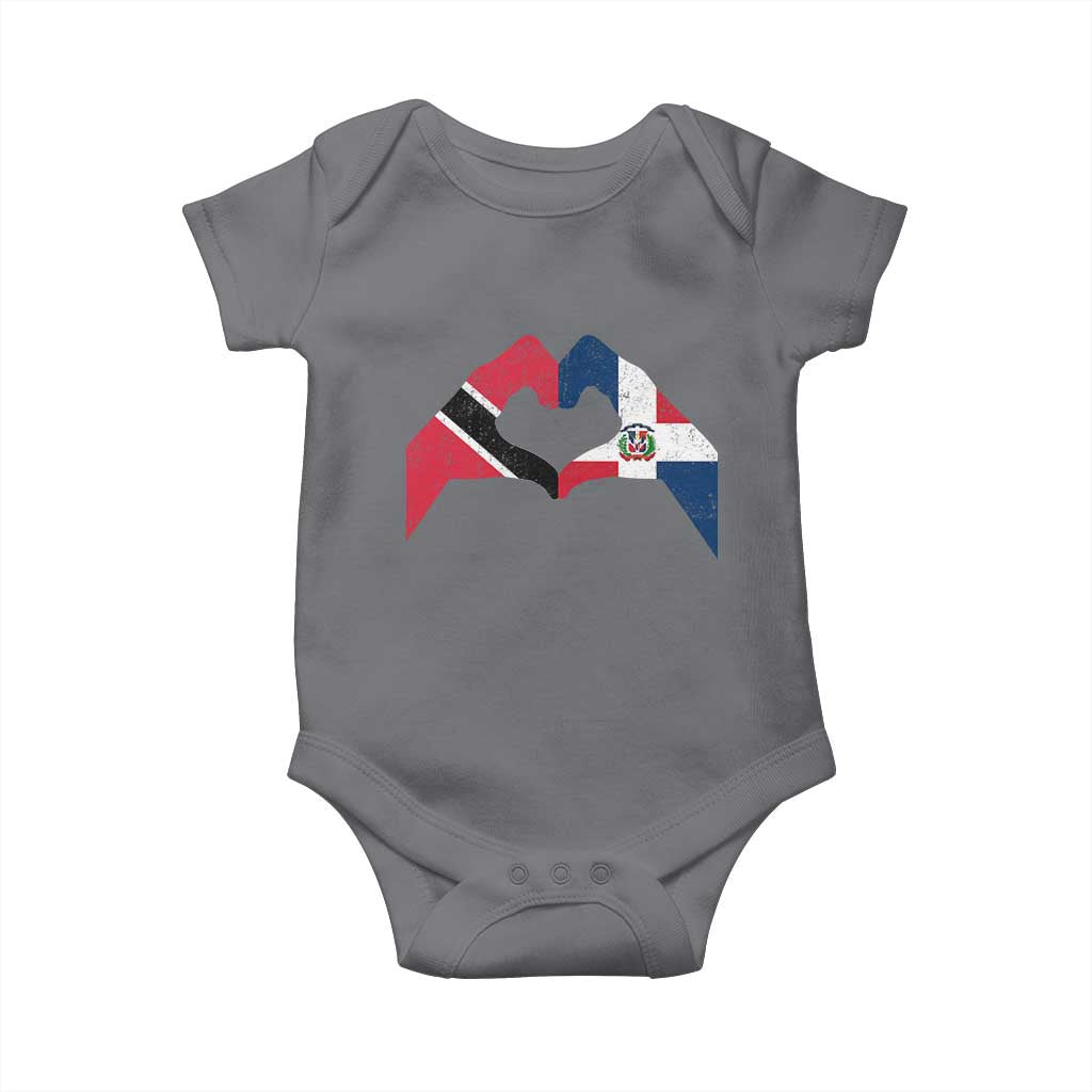 Trinidad and Tobago Dominican Baby Onesie Two Flags One Heart TS10 Charcoal Print Your Wear