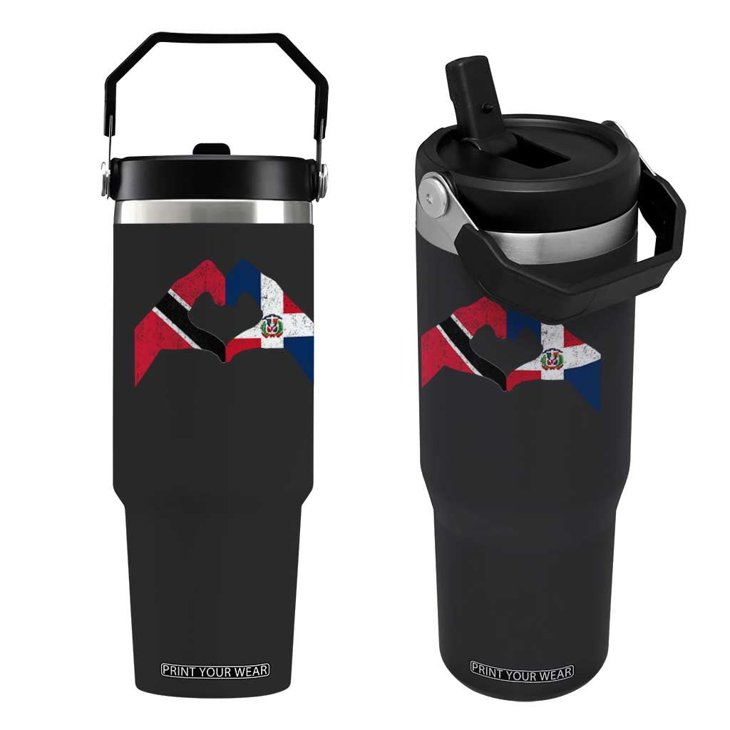 Trinidad and Tobago Dominican Flip Straw Tumbler Two Flags One Heart TS10 One Size: 30 oz Black Print Your Wear