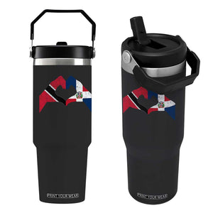 Trinidad and Tobago Dominican Flip Straw Tumbler Two Flags One Heart TS10 One Size: 30 oz Black Print Your Wear