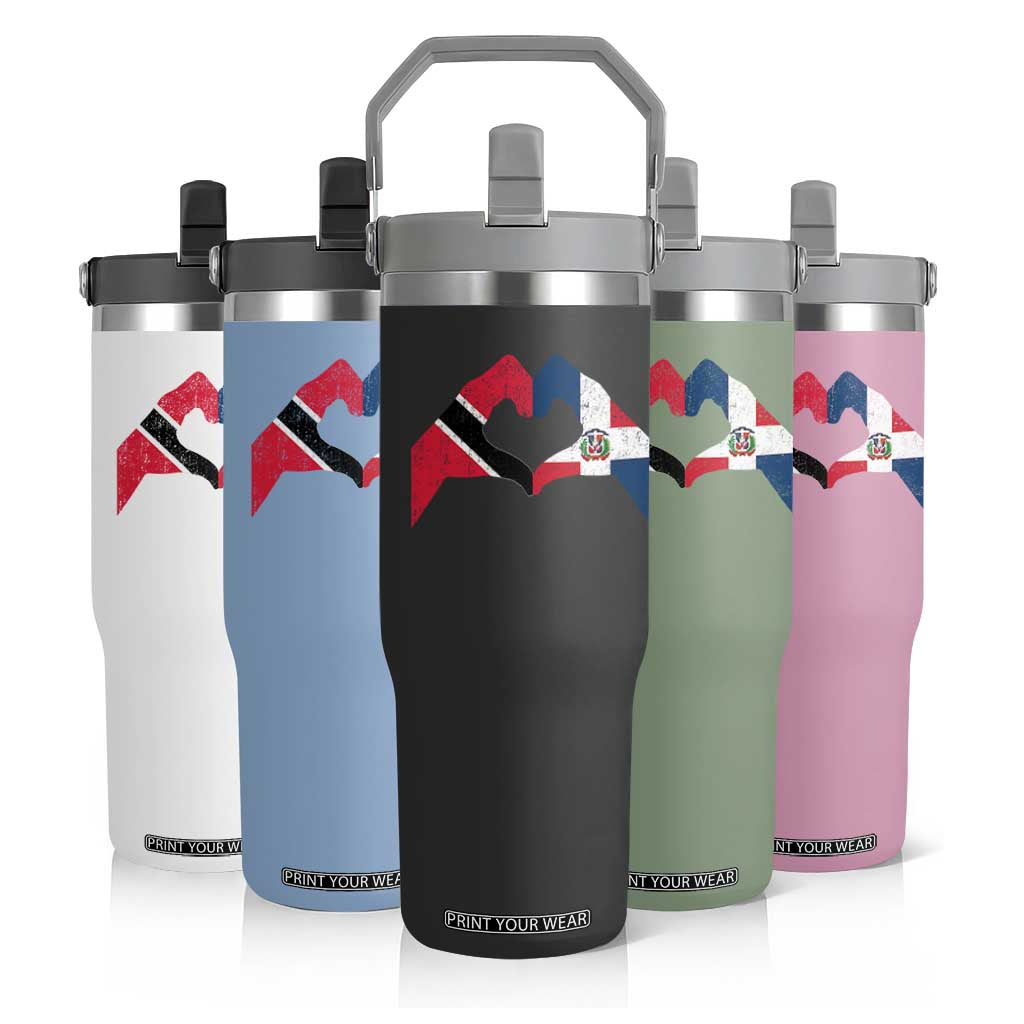 Trinidad and Tobago Dominican Flip Straw Tumbler Two Flags One Heart TS10 Print Your Wear