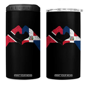Trinidad and Tobago Dominican 4 in 1 Can Cooler Tumbler Two Flags One Heart TS10 One Size: 16 oz Black Print Your Wear