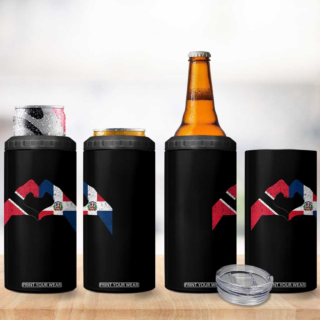 Trinidad and Tobago Dominican 4 in 1 Can Cooler Tumbler Two Flags One Heart TS10 Print Your Wear