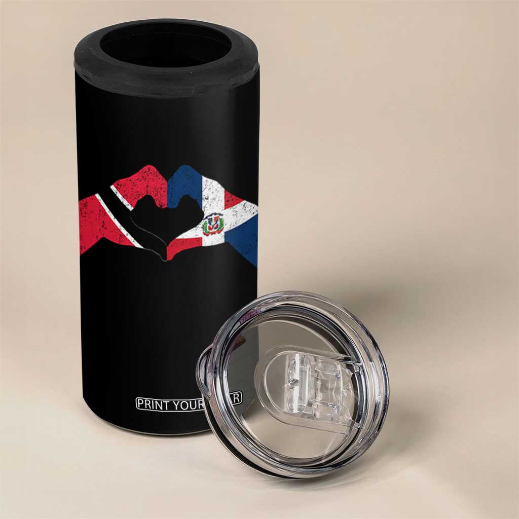 Trinidad and Tobago Dominican 4 in 1 Can Cooler Tumbler Two Flags One Heart TS10 Print Your Wear