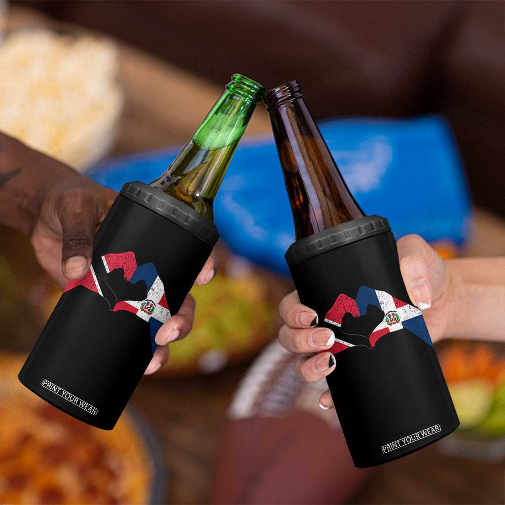 Trinidad and Tobago Dominican 4 in 1 Can Cooler Tumbler Two Flags One Heart TS10 Print Your Wear