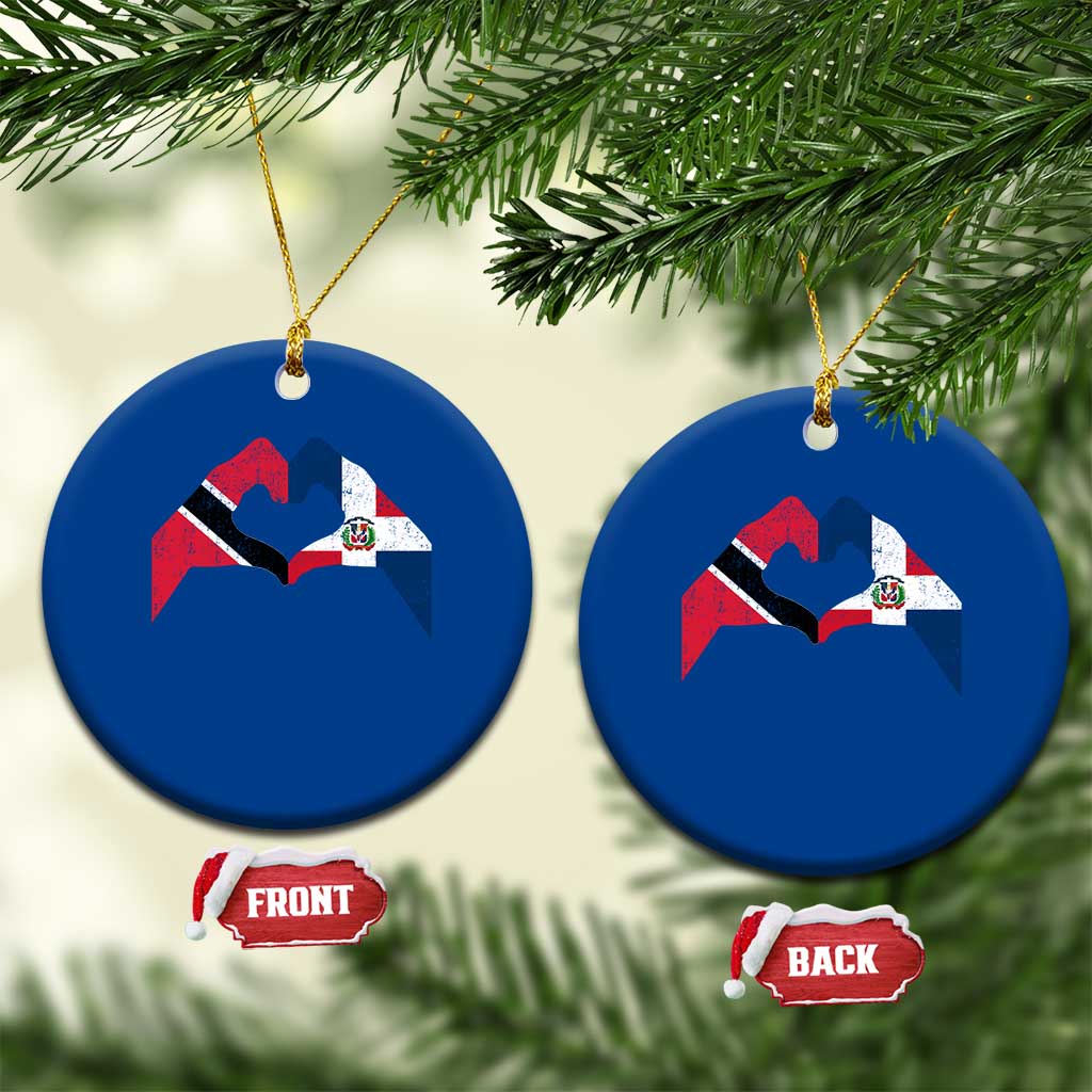 Trinidad and Tobago Dominican Ceramic Ornament Two Flags One Heart TS10 1pc Blue Print Your Wear