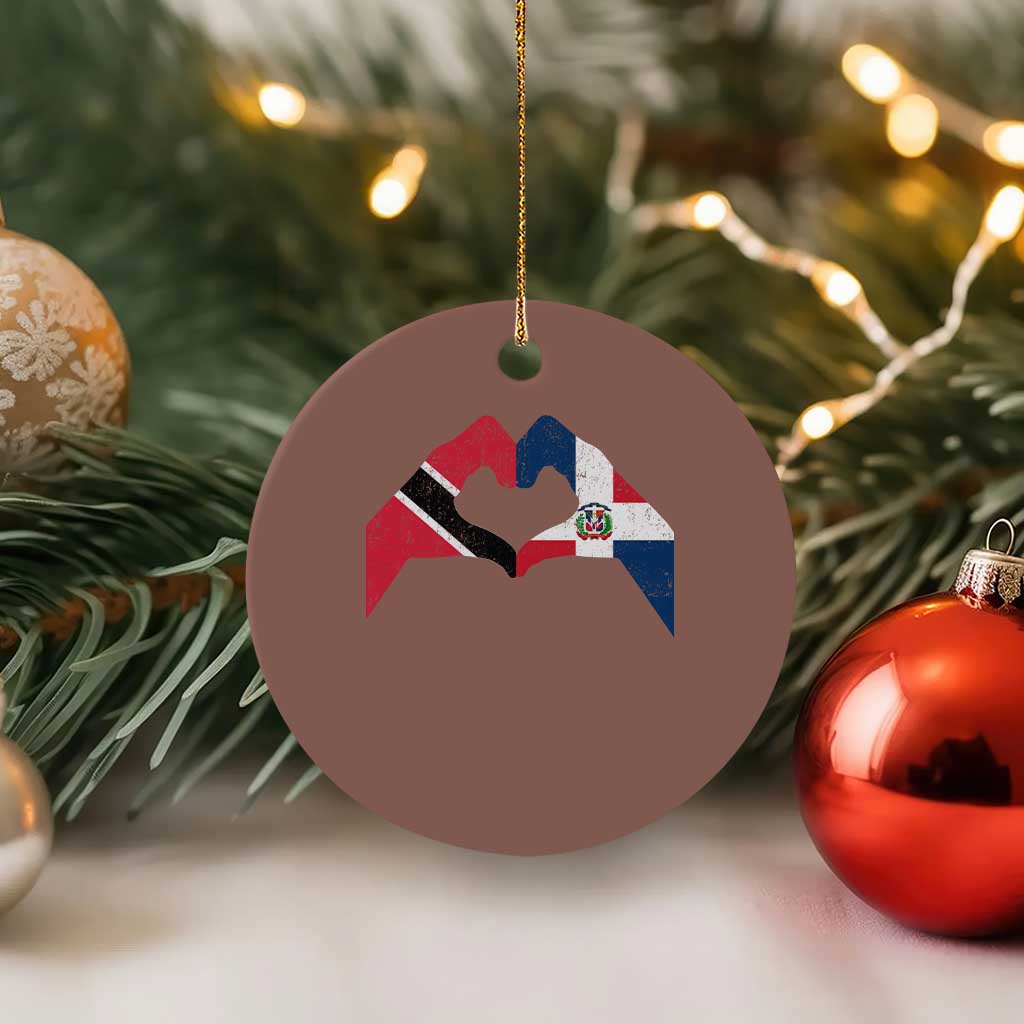 Trinidad and Tobago Dominican Ceramic Ornament Two Flags One Heart TS10 1pc Mocha Print Your Wear