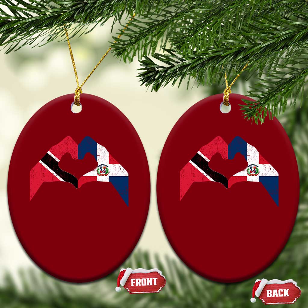 Trinidad and Tobago Dominican Ceramic Ornament Two Flags One Heart TS10 Print Your Wear