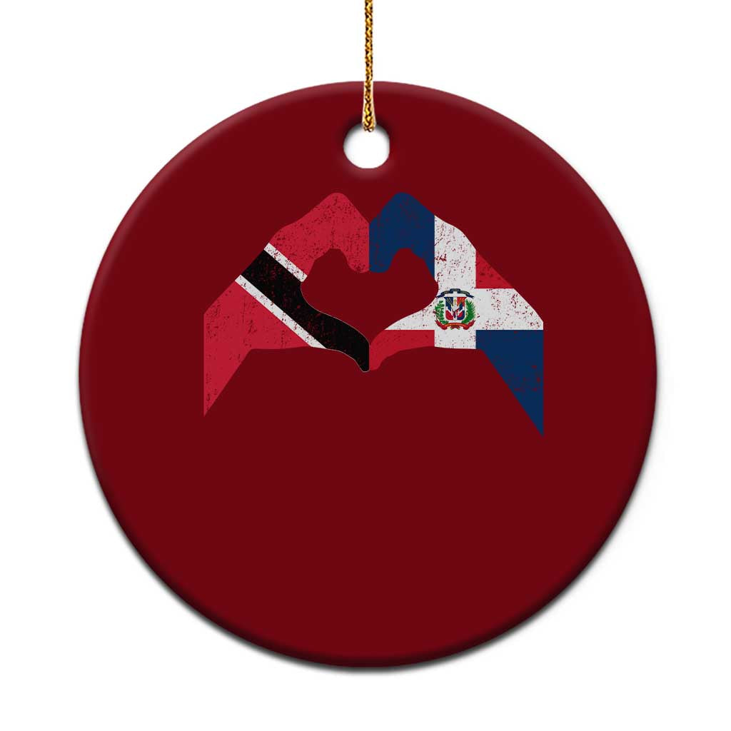 Trinidad and Tobago Dominican Ceramic Ornament Two Flags One Heart TS10 1pc Red Print Your Wear
