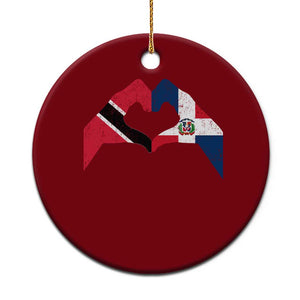 Trinidad and Tobago Dominican Ceramic Ornament Two Flags One Heart TS10 1pc Red Print Your Wear