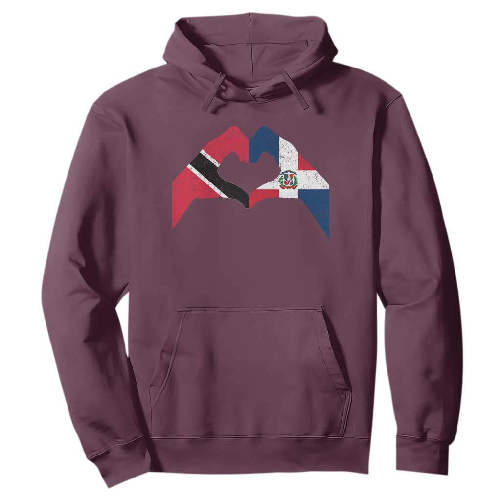 Trinidad and Tobago Dominican Hoodie Two Flags One Heart TS10 Maroon Print Your Wear