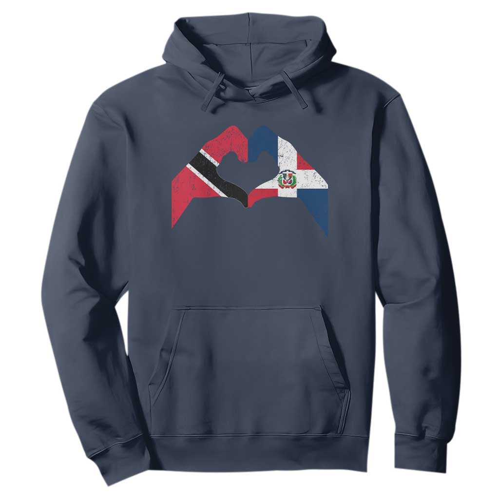 Trinidad and Tobago Dominican Hoodie Two Flags One Heart TS10 Navy Print Your Wear