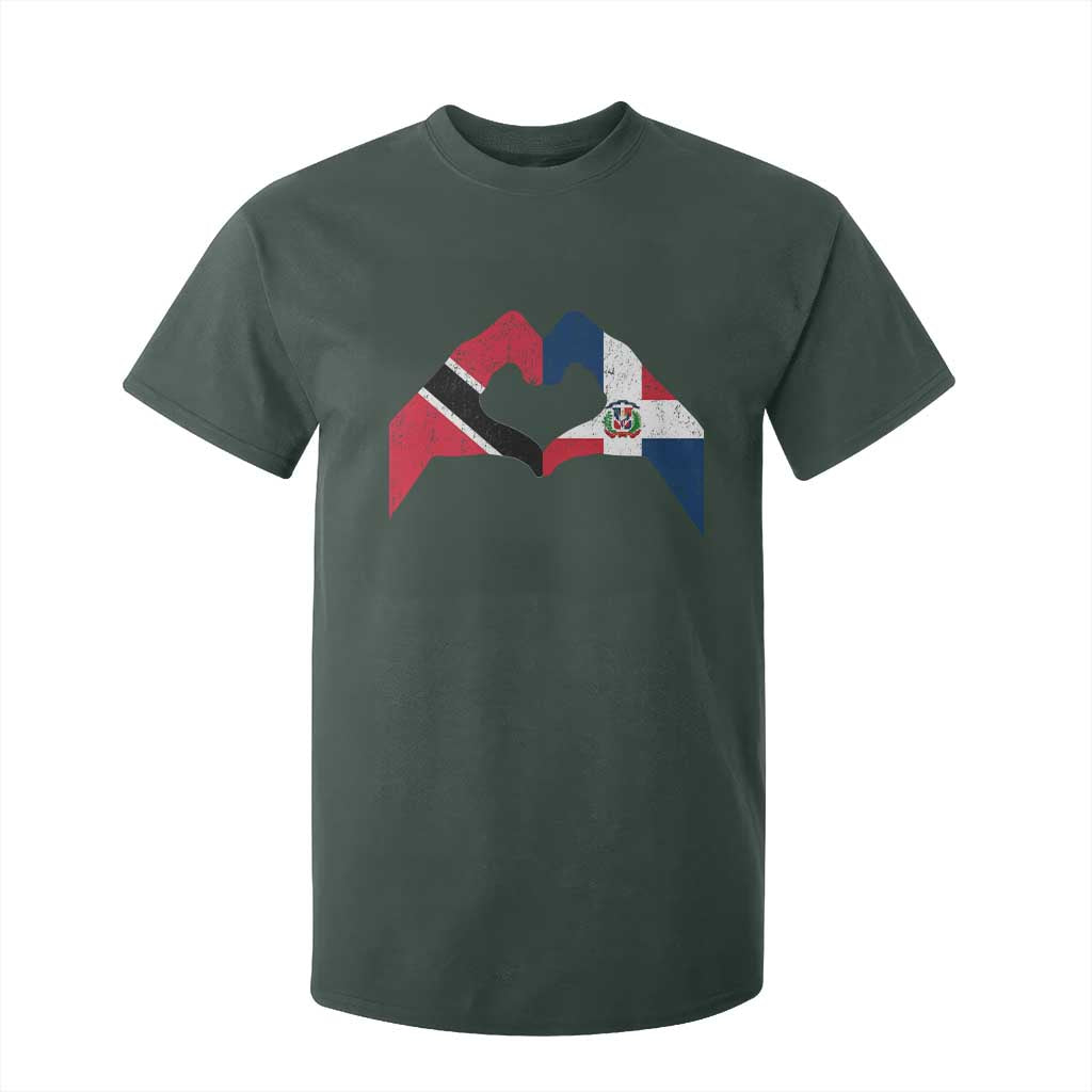 Trinidad and Tobago Dominican T Shirt For Kid Two Flags One Heart TS10 Dark Forest Green Print Your Wear
