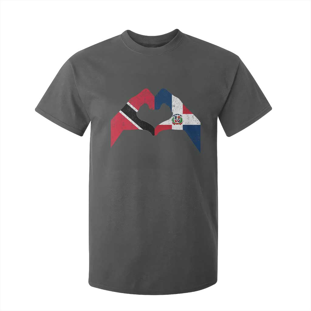 Trinidad and Tobago Dominican T Shirt For Kid Two Flags One Heart TS10 Dark Heather Print Your Wear