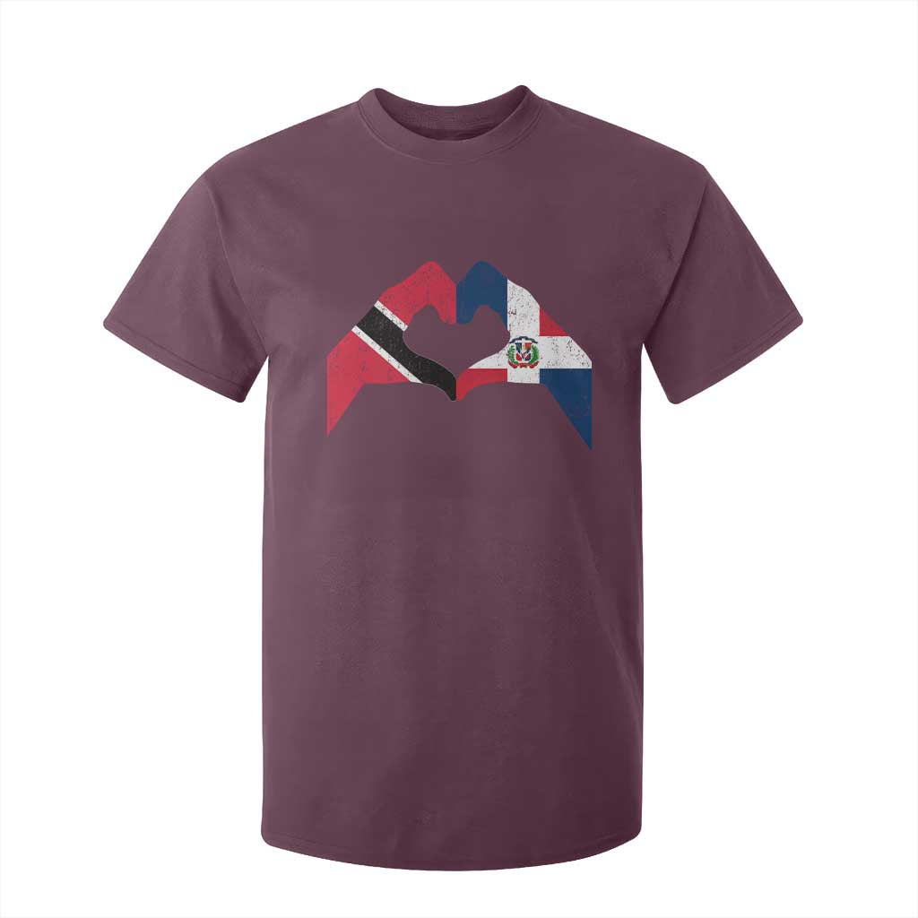 Trinidad and Tobago Dominican T Shirt For Kid Two Flags One Heart TS10 Maroon Print Your Wear
