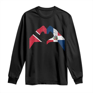 Trinidad and Tobago Dominican Long Sleeve Shirt Two Flags One Heart TS10 Black Print Your Wear