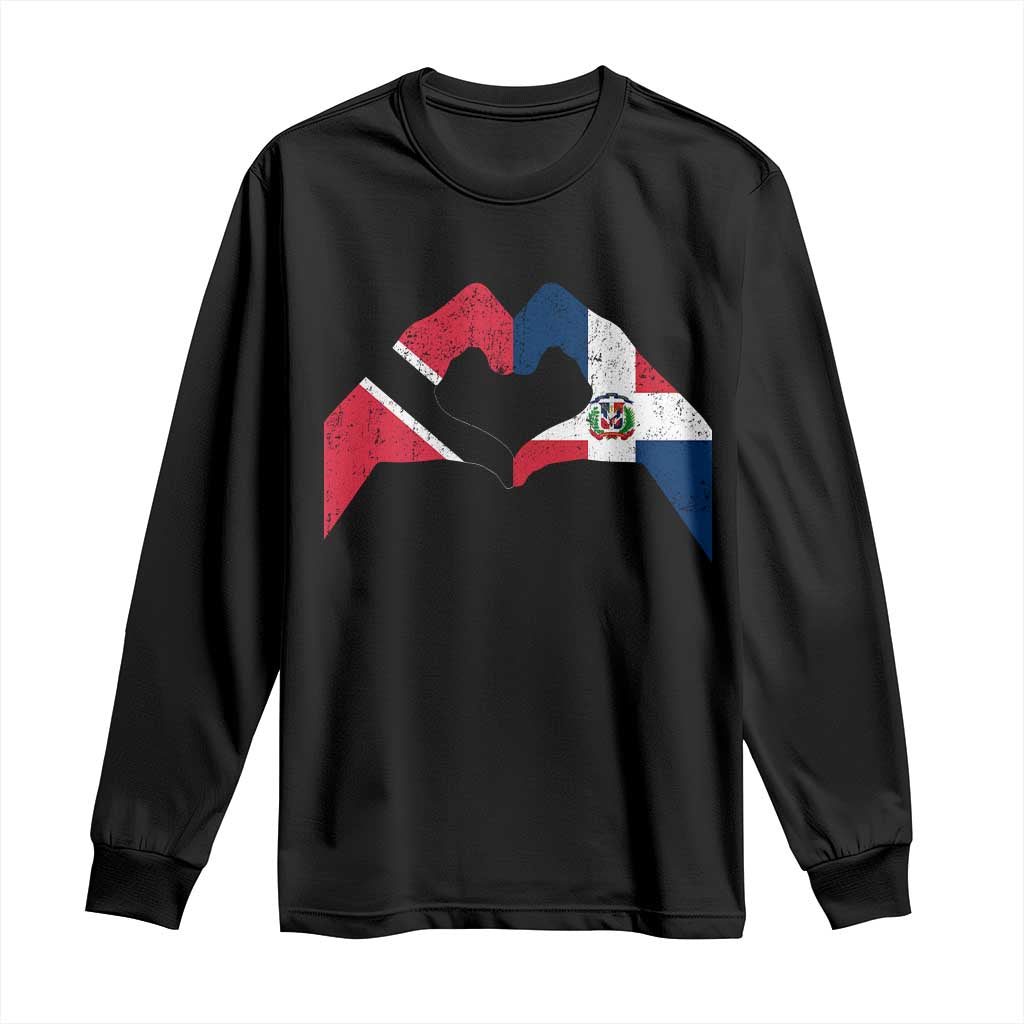 Trinidad and Tobago Dominican Long Sleeve Shirt Two Flags One Heart TS10 Black Print Your Wear