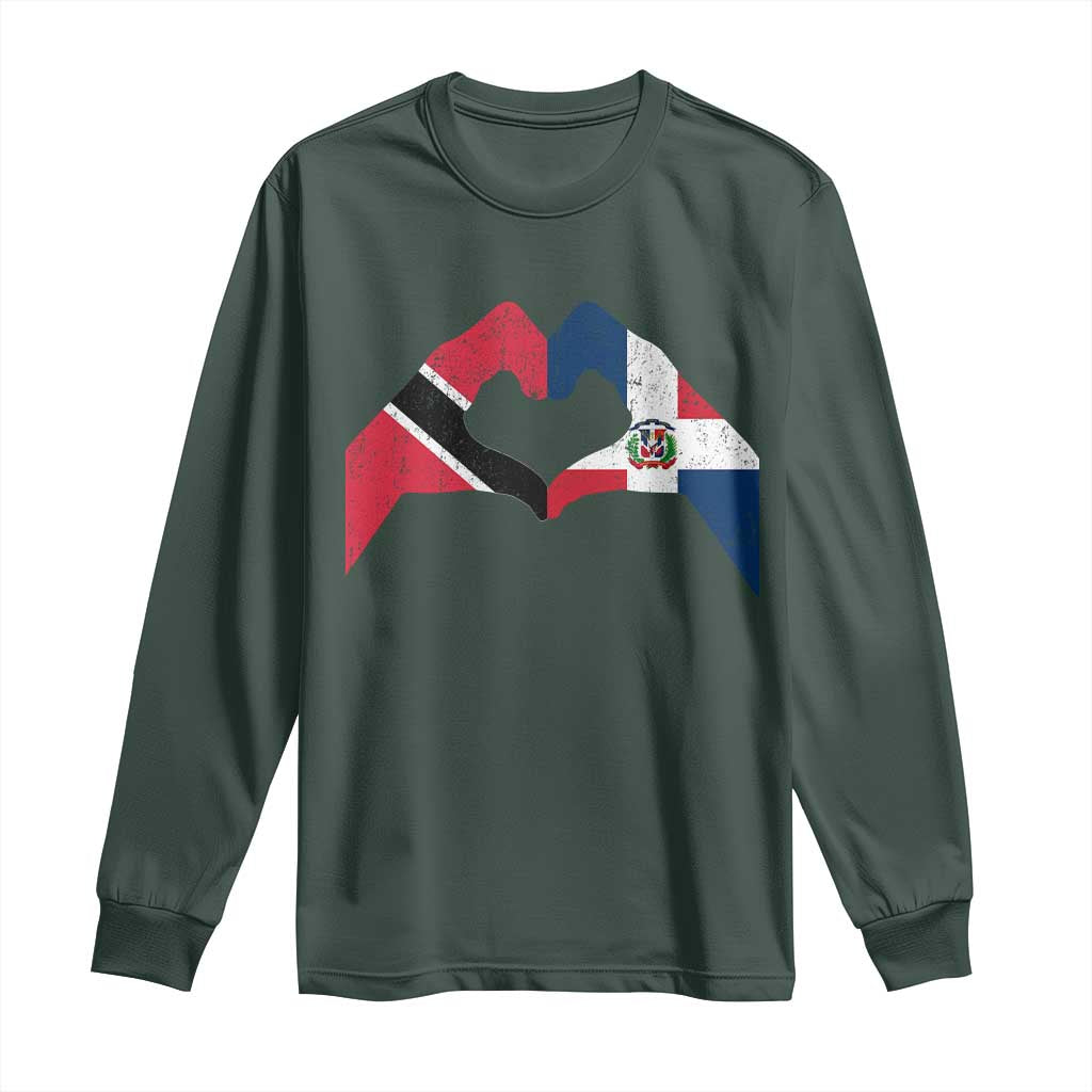Trinidad and Tobago Dominican Long Sleeve Shirt Two Flags One Heart TS10 Dark Forest Green Print Your Wear