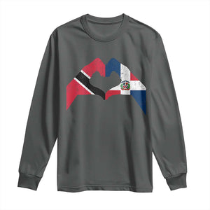 Trinidad and Tobago Dominican Long Sleeve Shirt Two Flags One Heart TS10 Dark Heather Print Your Wear