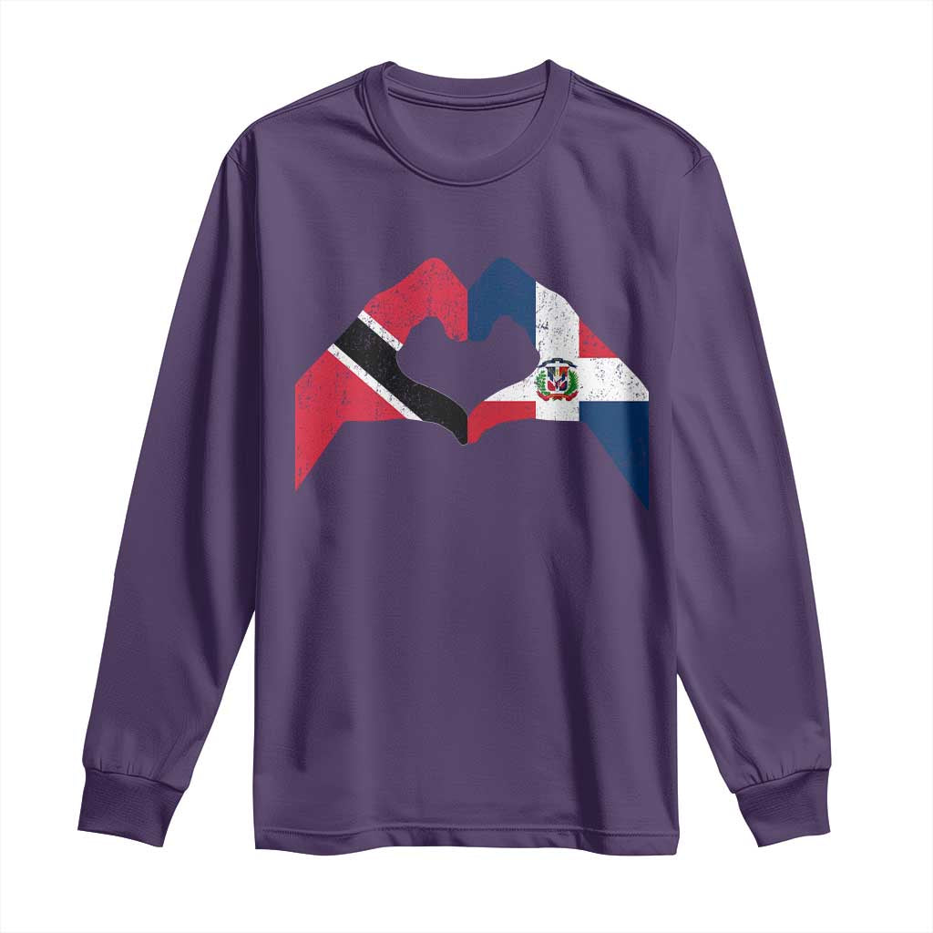 Trinidad and Tobago Dominican Long Sleeve Shirt Two Flags One Heart TS10 Purple Print Your Wear